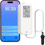 DAYTECH Thermomètre à réfrigérateur WiFi Alarme de thermomètre de congélateur intelligent avec alertes d'application, moniteur numérique de température à distance pour la maison/le bureau/le restaurant, aucun Hub requis, 1 ensemble