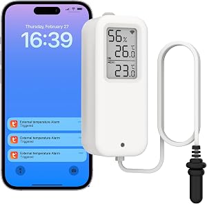 DAYTECH Fridge Thermometer WiFi Smart Freezer Thermometer Alarm with App Alerts, Digital Remote Temperature Monitor for Home/Office/Restaurant, No Hub Required, 1 Set