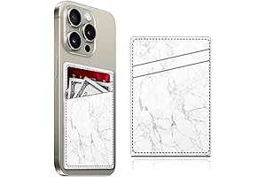 Cute Leather Phone Card Holder, Stick On Marble Phone Wallet