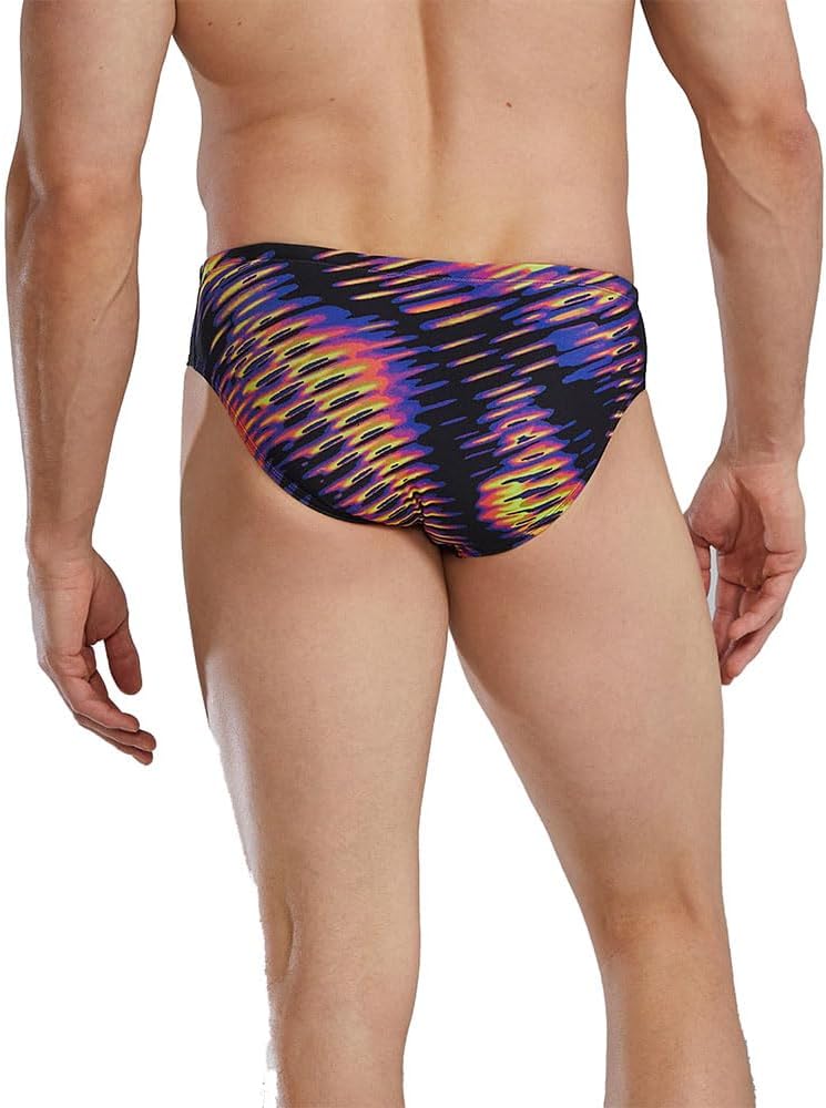 TYR Men's Durafast Elite Racer Brief Swimsuit, Lime/Multi, 38