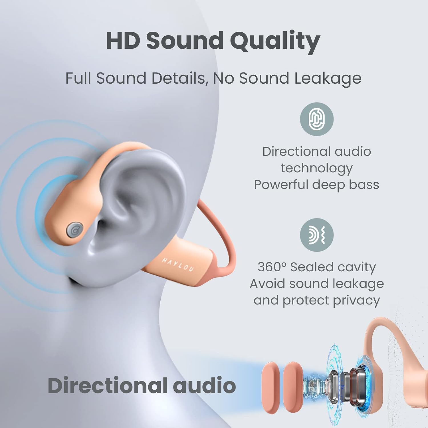 haylou purfree bone conduction headphones open ear bluetooth 5 2 sport headphones ip67 waterproof wireless earphones for cycling and running cvc du