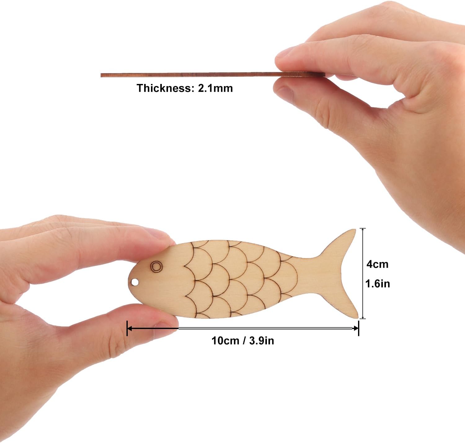 200 Pieces Wooden Fish Cutouts, 3.9 x 1.6 Inch Unfinished Wooden Fish Hanging Ornaments, Perfect for DIY Crafts and Party Decoration