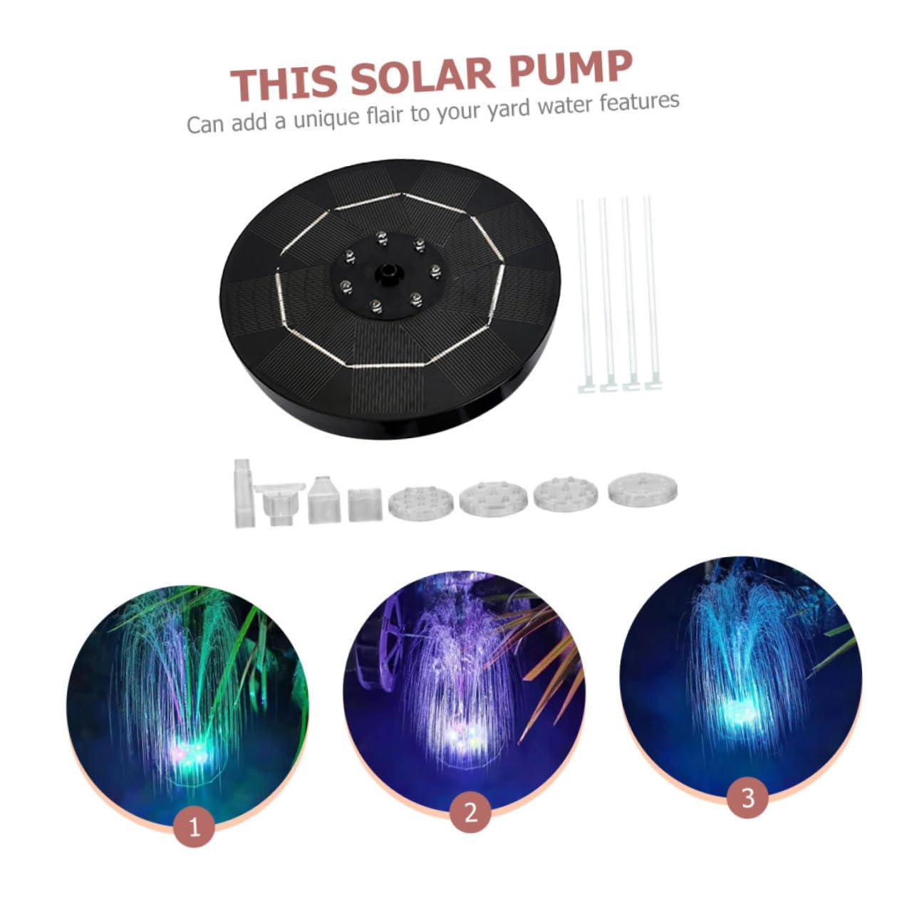 Fontana Solare per Giardino Led, Pompa 3,5 W per Vasca