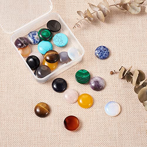 Beadthoven 24Pcs 12 Styles Half Round Natural Gemstone Cabochons 20Mm Assorted Healing Quartz Crystal Stone Cabs Covers Beads Flatback Cabochons For Diy Jewelry Making Rings Earrings Necklace #TOP3