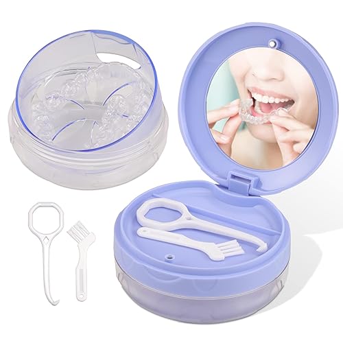 Estuche de dentadura postiza, kit de taza de baño a prueba de fugas para limpieza de viajes, caja de soporte de dentadura para mujeres y hombres con