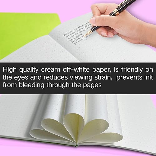 Miniatura 5 de SINOBAND Cuaderno de escritura con puntos, 4 piezas de cubierta de piel sintética suave con 512 páginas, cuaderno de temas coloridos A5, diario de