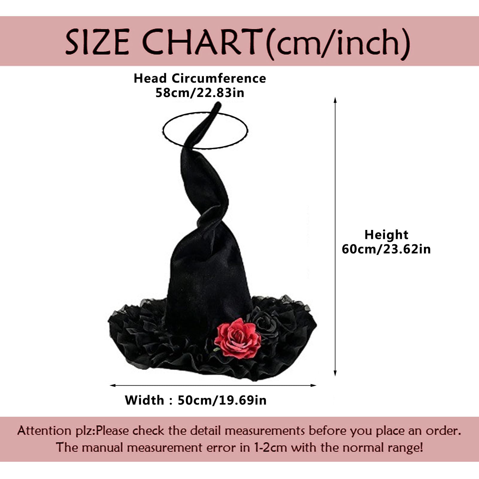 Hexenhut Damen Spitze Schleife Gothic Party Elegant