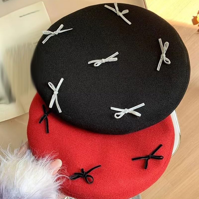 Versatile Woolen Beret for Women Winter Red Hat Personalized Painter's Hats