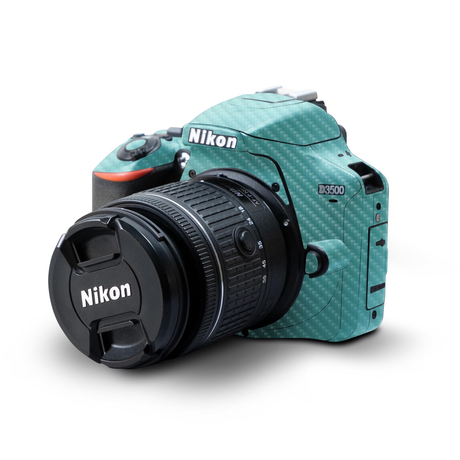 Carbon Fiber Skin Compatible with Nikon D3500 Camera - Solid Turquoise - Premium 3M Vinyl Protective Wrap Decal Cover - Easy to Apply | Crafted in The USA by MightySkins