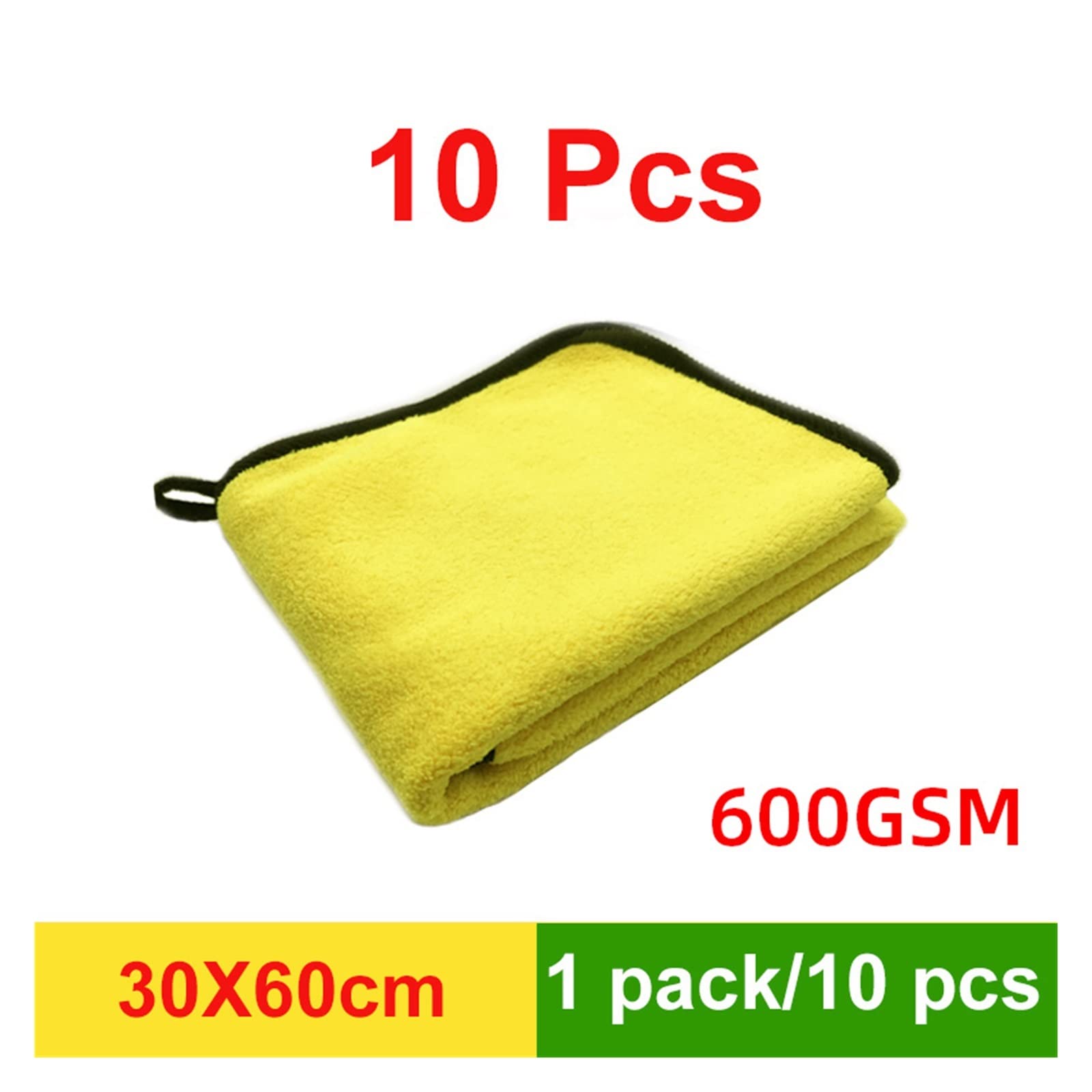 Microfiber Towel Car Microfiber Cloth Wash Towel Microfiber Cleaning Cloth Car Wash Drying Towel Auto Detailing 30x60x10pcs 600GSM — view 2