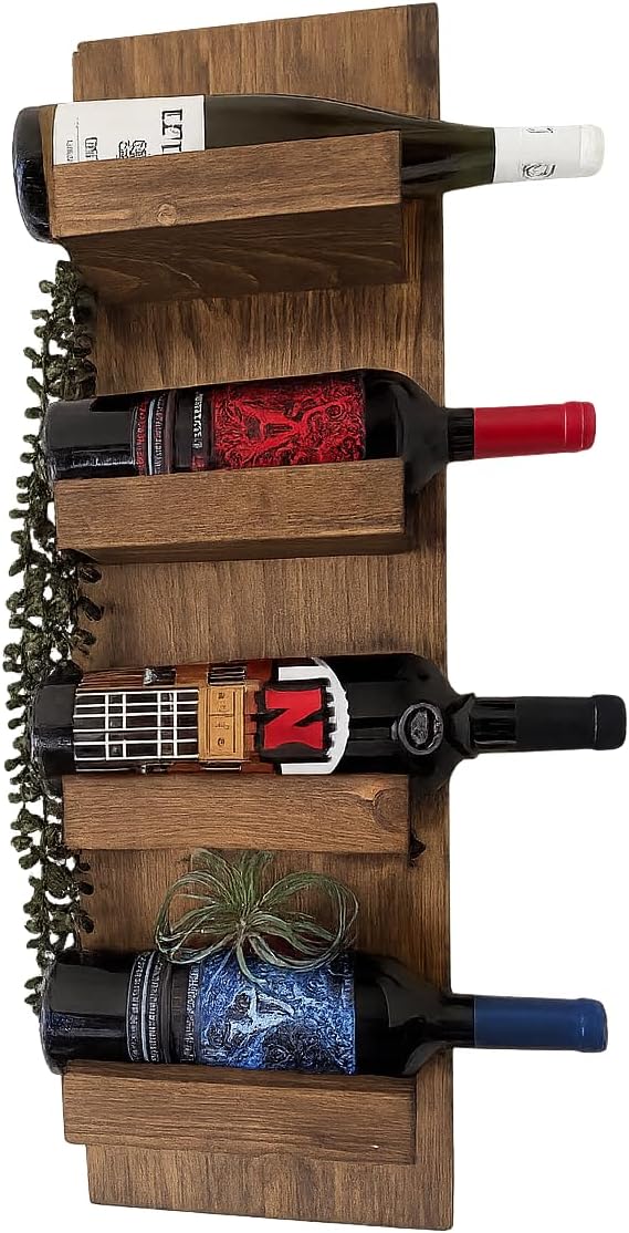 Tiered Rustic Wine Rack | The Steven | Spice Rack, Wall Mounted Wine Bottle Holder & Display Shelf Vertical (10 Tiers (62" Tall))