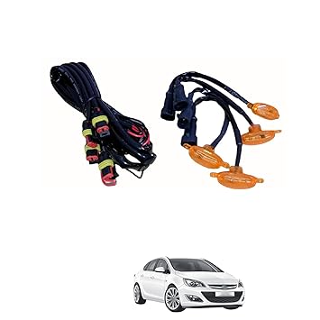PRIKNIK LED Grille Lights Amber Yellow Grill Led with Fuse Adapter Wiring Harness Kit (4PCS, Amber Shell with Amber Light) Compatible with Opel Astra
