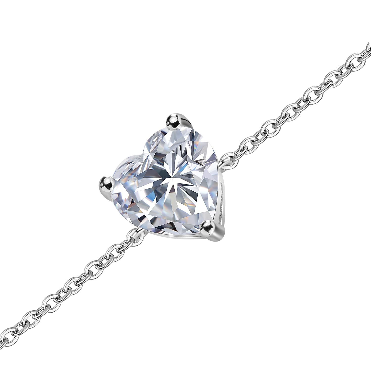 MISS JO 92.5 Sterling Silver Flawless Heart Solitaire Bracelet, Elegant Whites Collection, Gift for Women, BIS Hallmarked (B0CPHYGRK2) Amazon Price History, Amazon Price Tracker