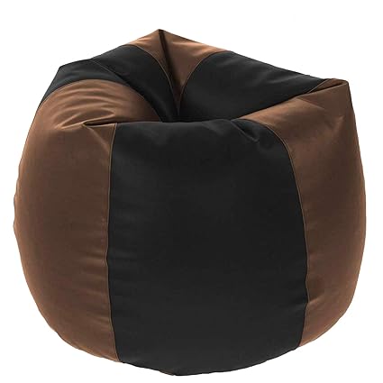 Nest Bedding Leather Double Color Beanbag Chair for Home, Office, Bedroom & Room - Without Beans-2XL-Black-Brown
