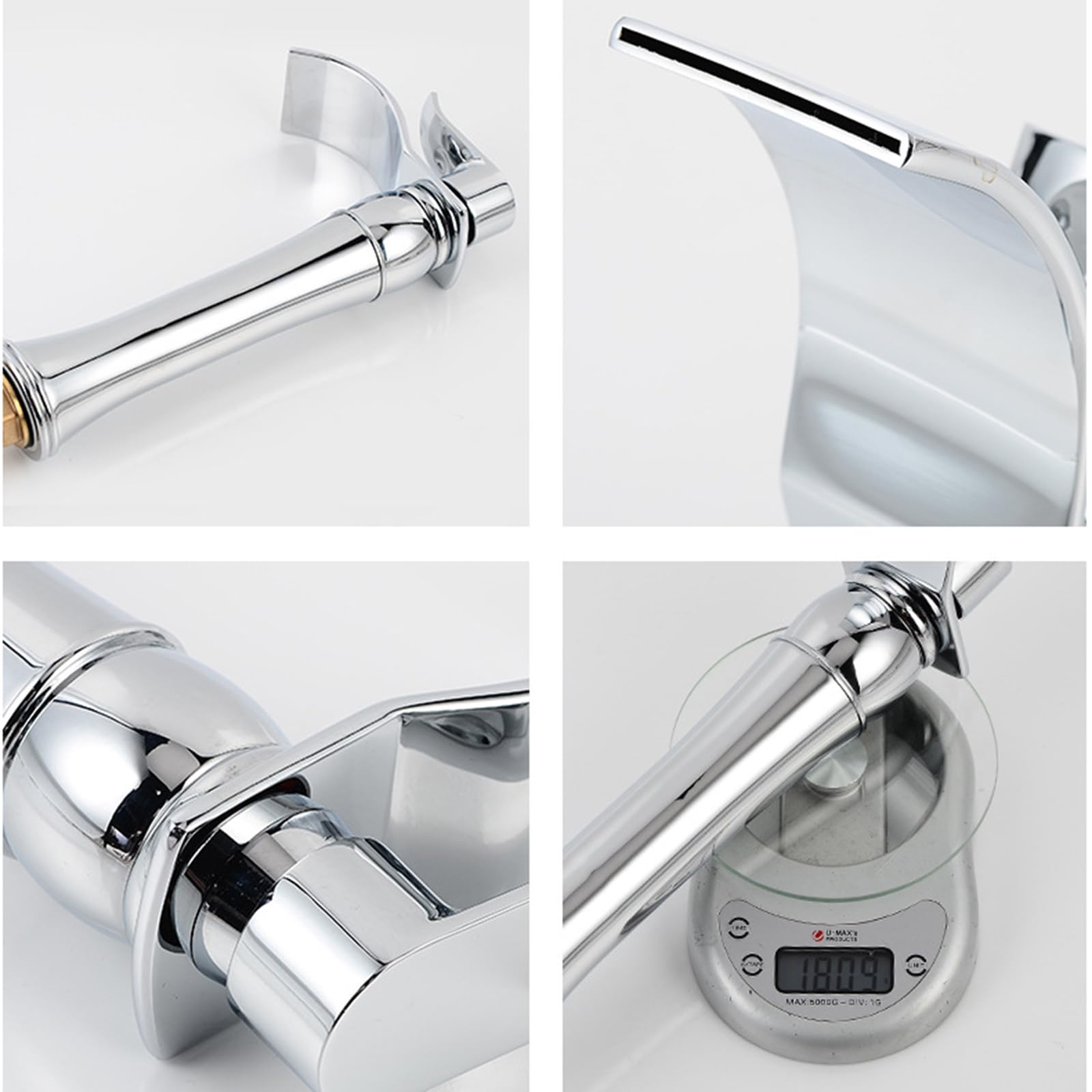 Rubinetto per Lavabo Alto Cascata Bocca Piatta Caldo E Freddo Miscelatore per Lavabo Alto Ottone Rubinetto per Lavabo Cascata Cromato Lavandino da Bagno Rubinetto