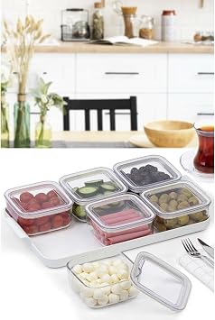 Noksi Breakfast Storage Container 6-Piece Food Dry Storage Container with 0.25 ml Vacuum Lid Nks154