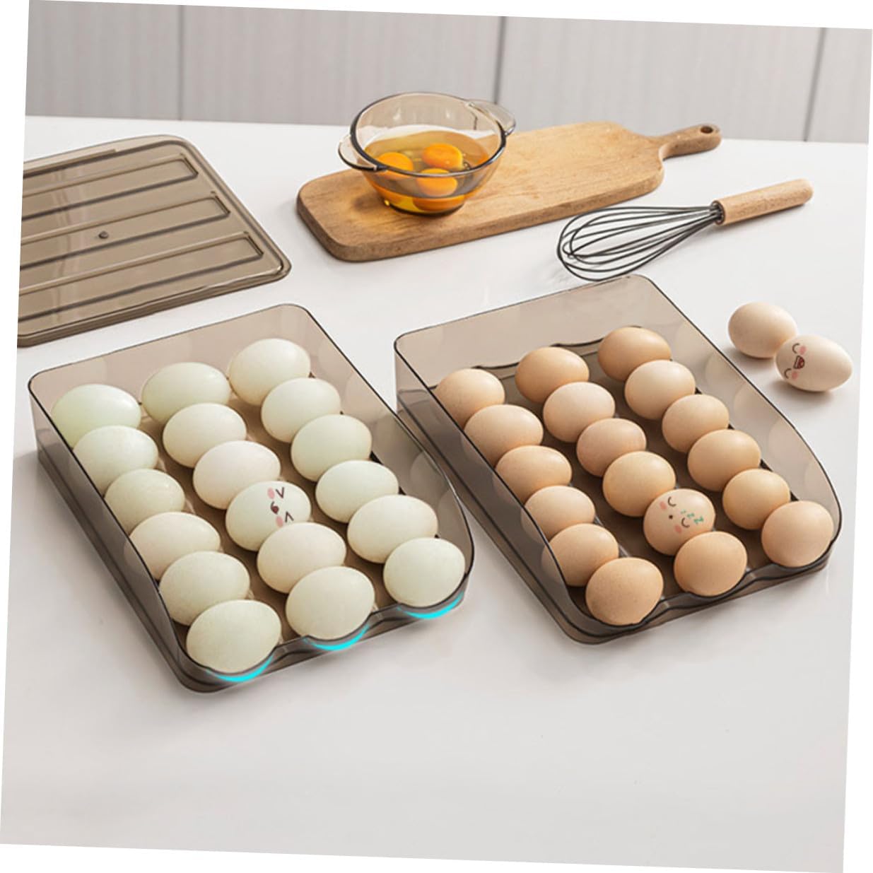 2-layer Egg Storage Case for Refrigerator Plastic Egg Holder Tray with 36-slot Capacity for Kitchen Food Storage