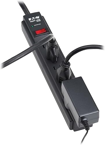 Miniatura 3 de Eaton Tripp Lite Series - Tira de alimentación con protector de sobretensiones de 6 tomas, cable de extensión de 3 pies, 600 julios, disyuntor de 15