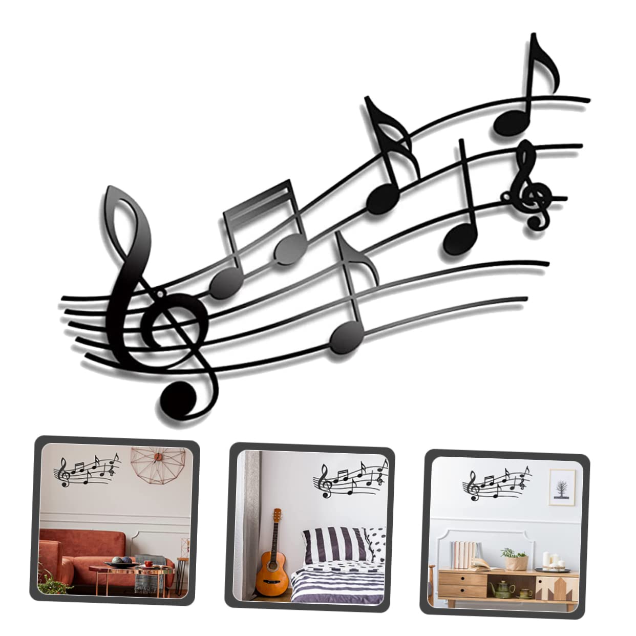 Amazon.co.jp: HAWILLOSCH 黒い音符の装飾 ト音記号壁掛け 音楽