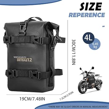 MRSTY 2 Pcs Motorcycle Crash Bar Bag 4L Bumper/Anti-Fall Bar Luggage Bag Motorcycle Frame Bag Side Bag Waterproof Wear-Resistant and Durable With Shoulder Strap Black (Black 2Pcs)