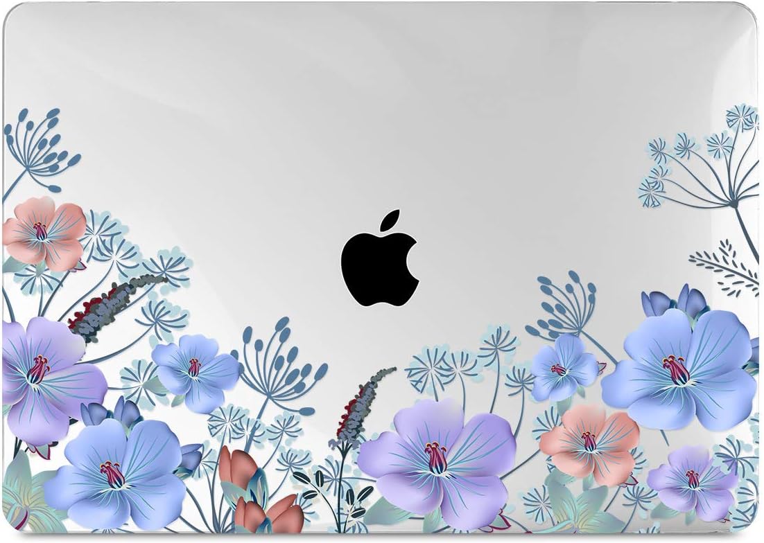 Batianda Laptop Case for MacBook Pro 13 Case 2019 2018 2017 2016 (A2159 A1989 A1706 A1708 Model) with/Non Touch Bar PC Hard Shell Case with Keyboard Cover & Screen Protector, Purple Flower