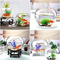 Vista 9 de POPETPOP Cuenco de pescado de vidrio transparente para tanque de escritorio compacto para decoración de oficina en casa para plantas, peces