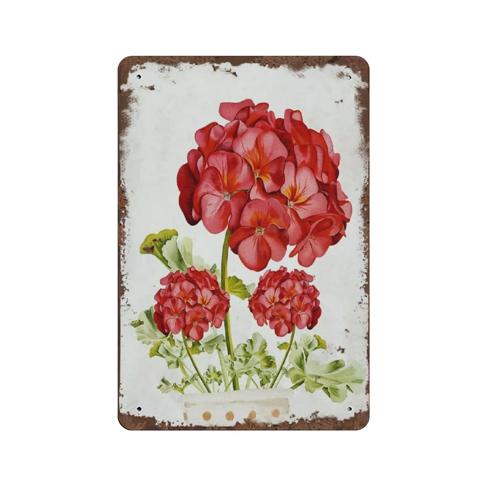 Metal Tin Sign Geranium Vintage Tin Poster Metal Sign Wall Decoration Country Kitchen Home Garage Decor 12"x8"