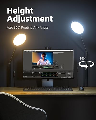 Miniatura 3 de Weilisi 10.2" Desk Ring Light with Stand for Video Call, Ring Light for Desk with Clamp, 360° Rotate & Flexible Height Desk Light, Adjust Arm Desk