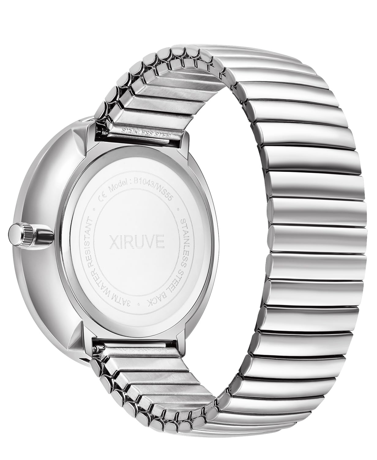 Esfera de Números Grande Fácil de Leer Correa Elástica de Acero Inoxidable Reloj de Pulsera Cuarzo Analógico para Mujer Hombre