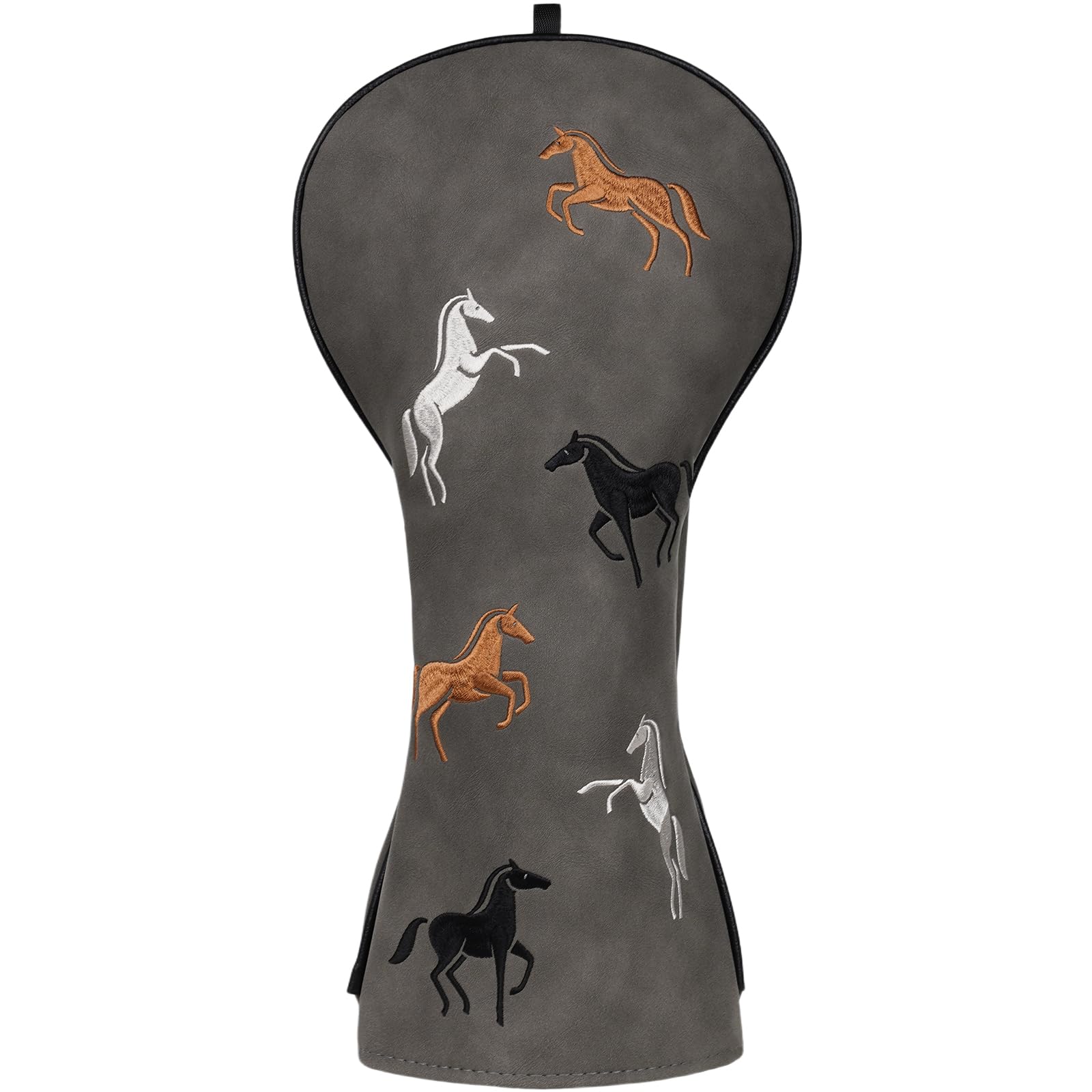 Golf Club Head covers for Driver 460CC DR #1 Elastic Closure Dark Grey PU Leather Black White Brown Horse Pattern