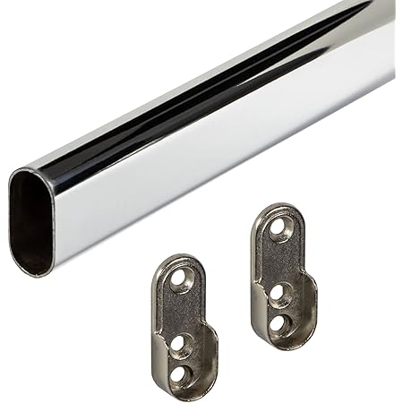 Supporti Per Asta Appendiabiti Ovali - 2 Pezzi In Metallo Nichelato Per Armadi E Corridoi