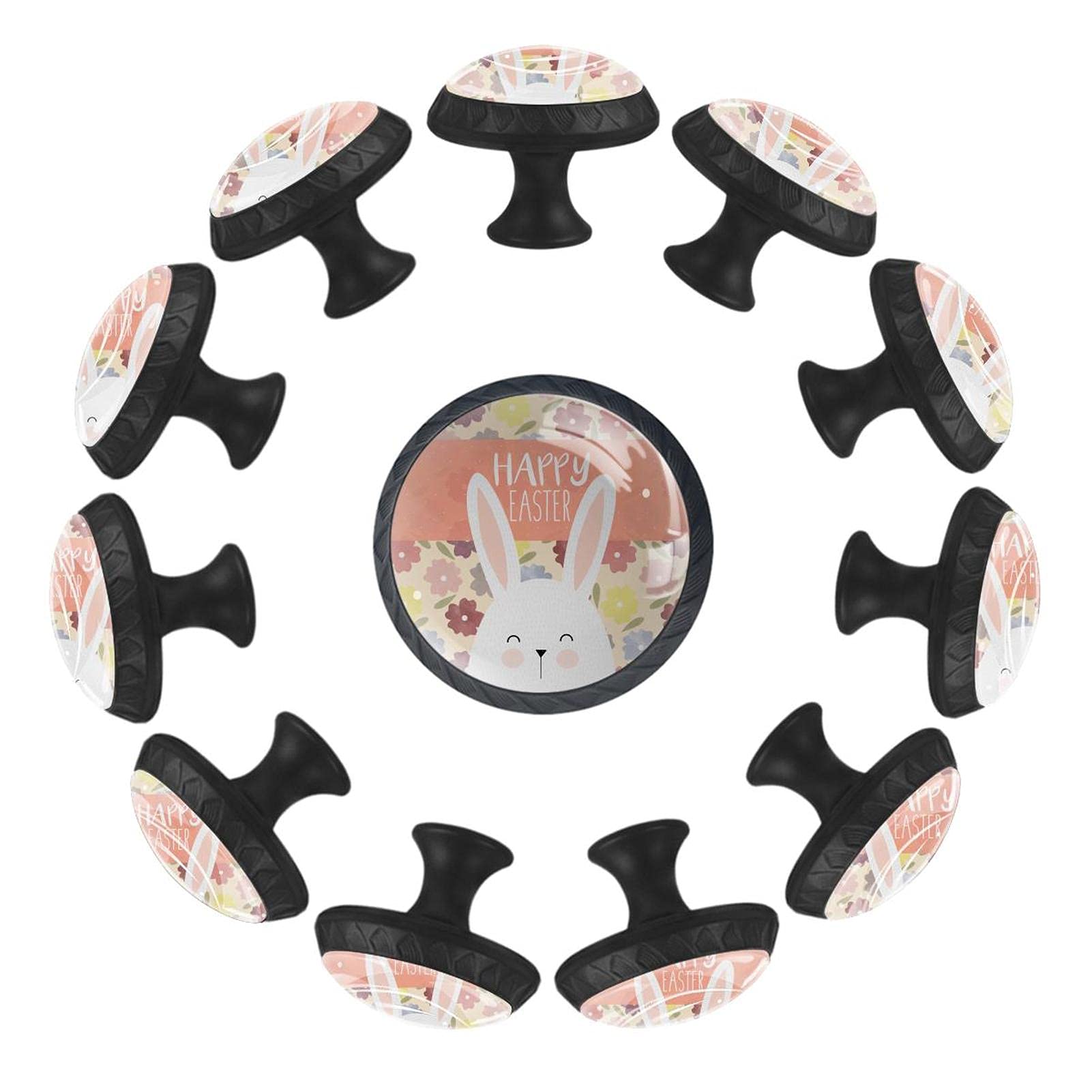 Boutons de tiroir lapin floral 35mm poignee meuble commode lot de 12