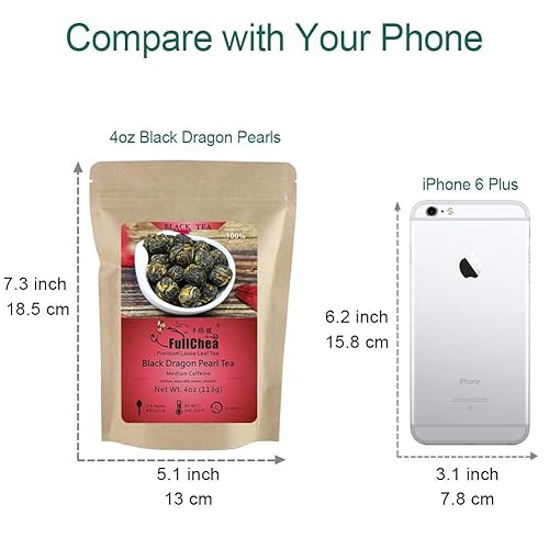 Miniatura 6 de FullChea - Té de perlas de dragón negro - Té negro especial Yunnan - Té de hojas sueltas - Cafeína media - Sabor suave sabor suave - 4 oz  113 g