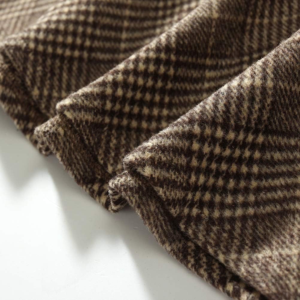 IDEALSANXUN Womens Plaid Wool Skirts Elastic Waist A-Line Pleated Tartan Long Skirts - Image 5