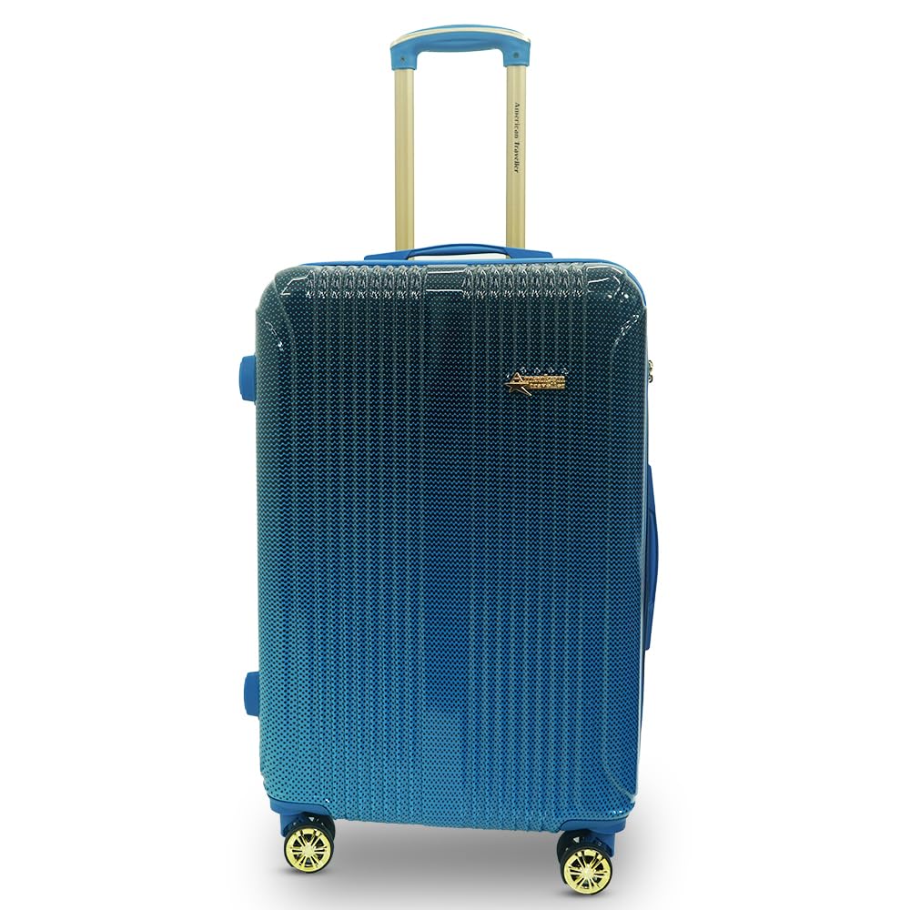 AMERICAN TRAVELLER Flyambere Trolley Bag Set | Premium Polycarbonate | Durable Hard Shell Luggage | Scratch-Resistant | Silent Spinner Wheels | Travel Suitcase (20, Matellic Blue Gradient)