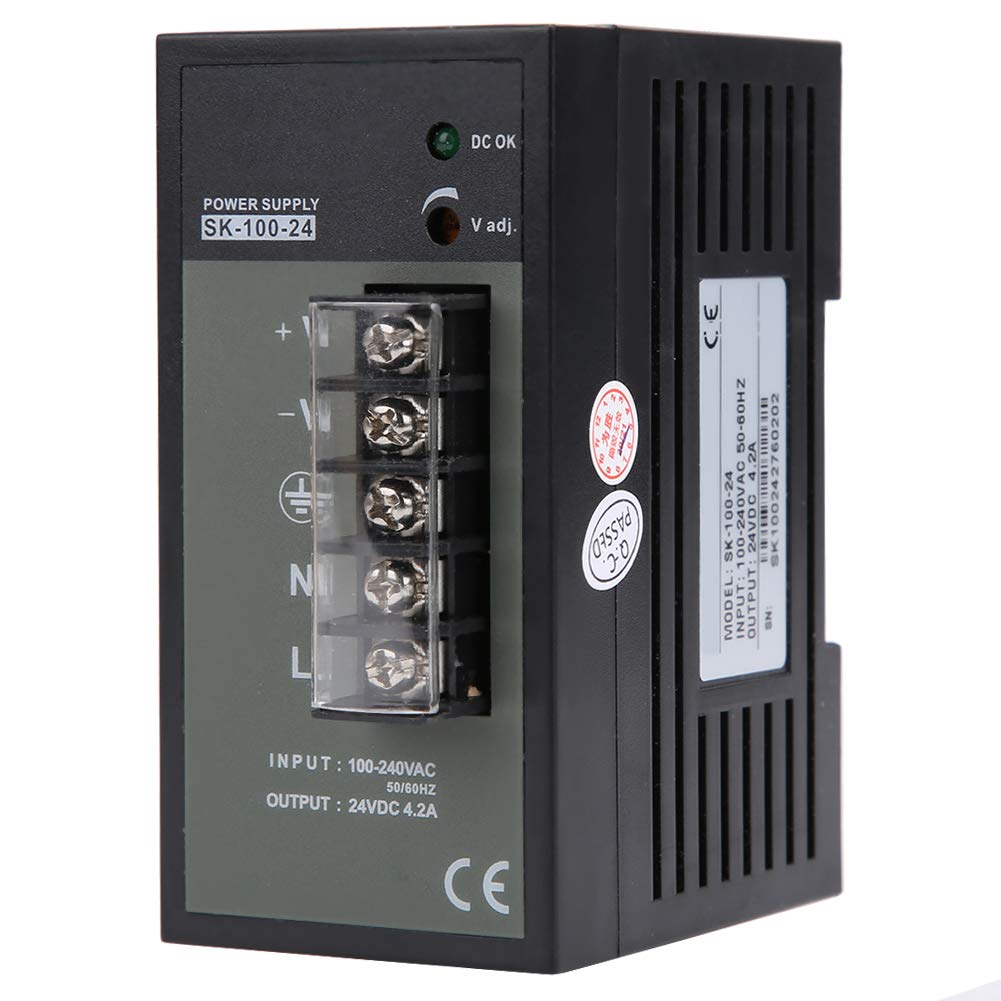 Domary Fuente de Alimentación Conmutada de Riel Ajustable Salida Alta Potencia 100 W para Automatización Industrial y Metalurgia Construcción Latón Plástico