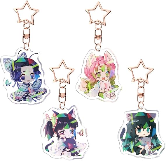 Amazon Co Jp Yaoshikou 時透 無一郎 胡蝶 しのぶ 甘露寺 蜜璃 真菰 高品質版 キーホルダー アクリルキーホルダー 透明感 可愛い バッグペンダント バッグ飾り グッズ 4個セット ホビー