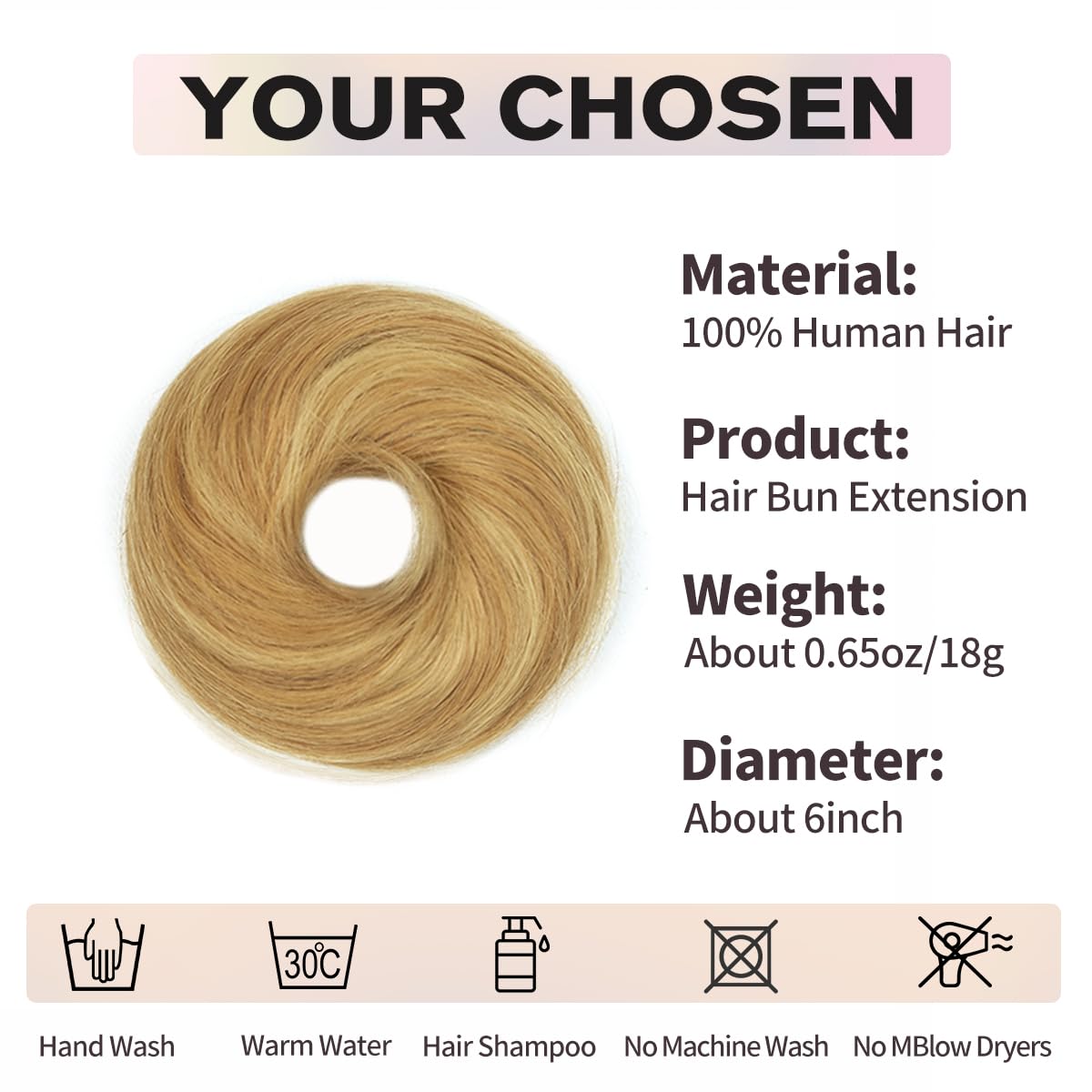 Hair Bun for Women Ponytail Extensions Human Hair, Honey Golden Highlights Ponytail Hair Accessories Elastic Easy Scrunchie for Women - Image 3