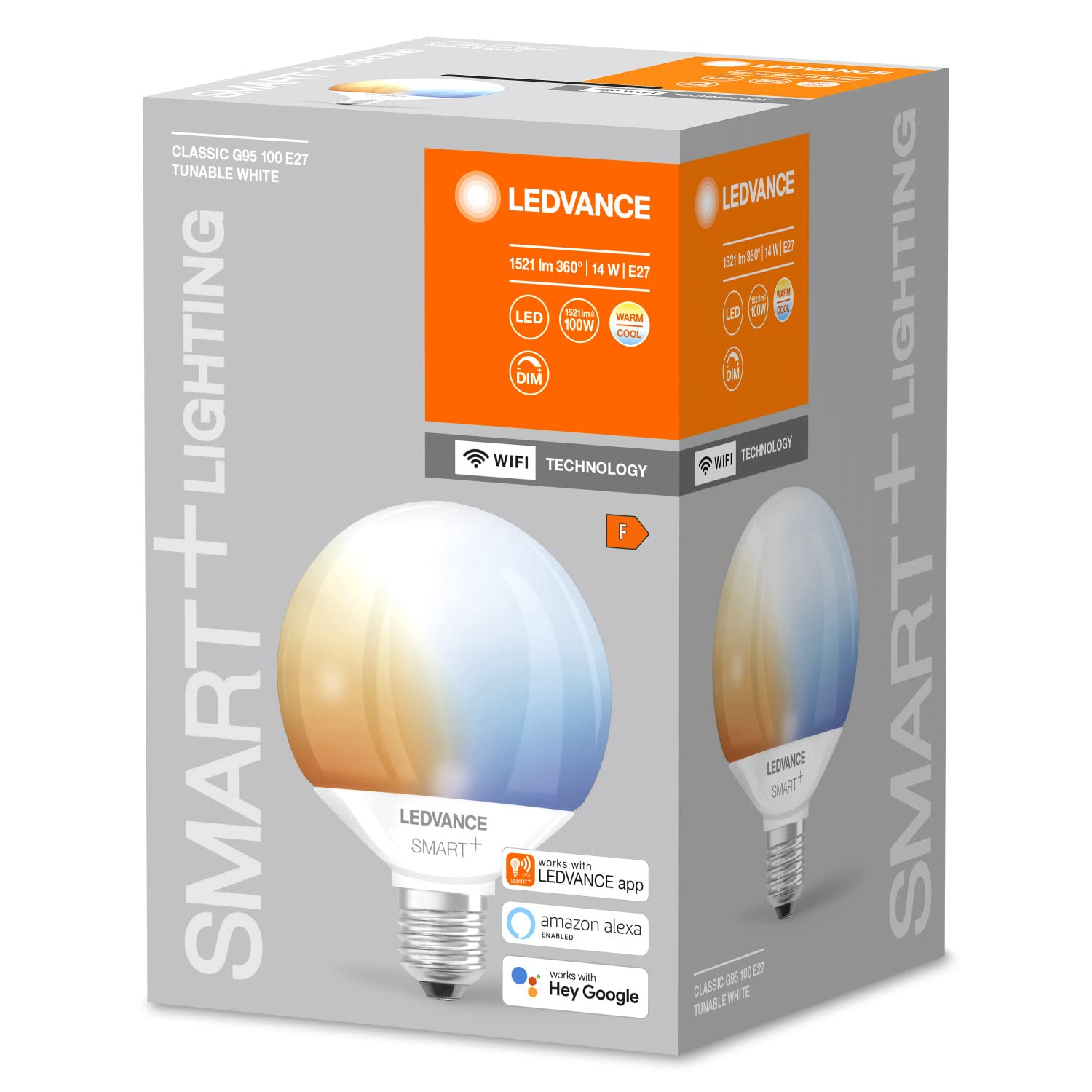LEDVANCE Inteligentna żarówka LED z technologią Wifi, E27, ściemnianie, możliwość zmiany barwy, matowy, zamiennik żarówek 100W, możliwość sterowania za pomocą aplikacji Alexa, Google i innych, 4 pak