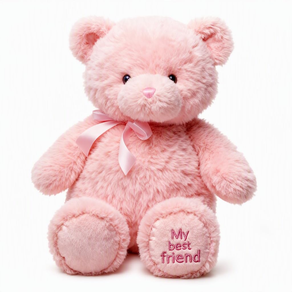 Kuwuarg Pink Teddy Bear, Soft Plush Companion for Adults, 28 cm