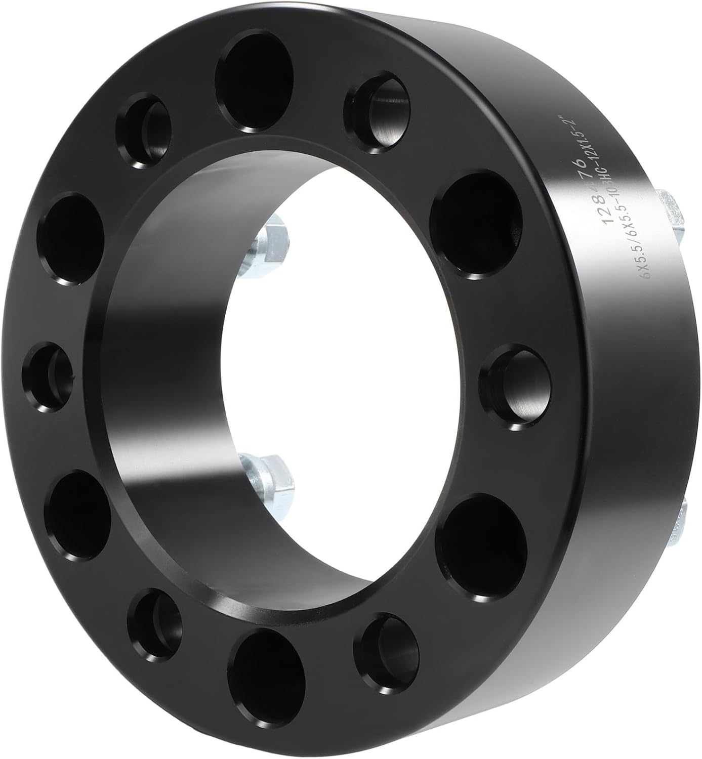 ECCPP 4-Pack 2" Wheel Spacer 6x5.5 Wheel Spacer Adapter Kit with M 12x1.5 Studs 108mm Hub Bore for SLX,Colorado,LUV,S10,D50,Montero Sport,FJ Cruiser 6 Lug Black Aluminum