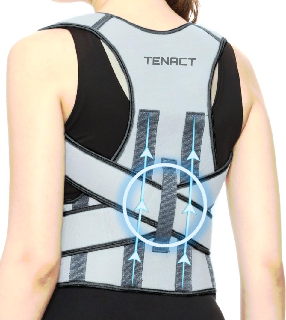 Posture Corrector Belt for Men and Women Upper and Lower Back Pain Relief | Adjustable Compression and Breathable Comfortable Fabric (Universal size, GREY)