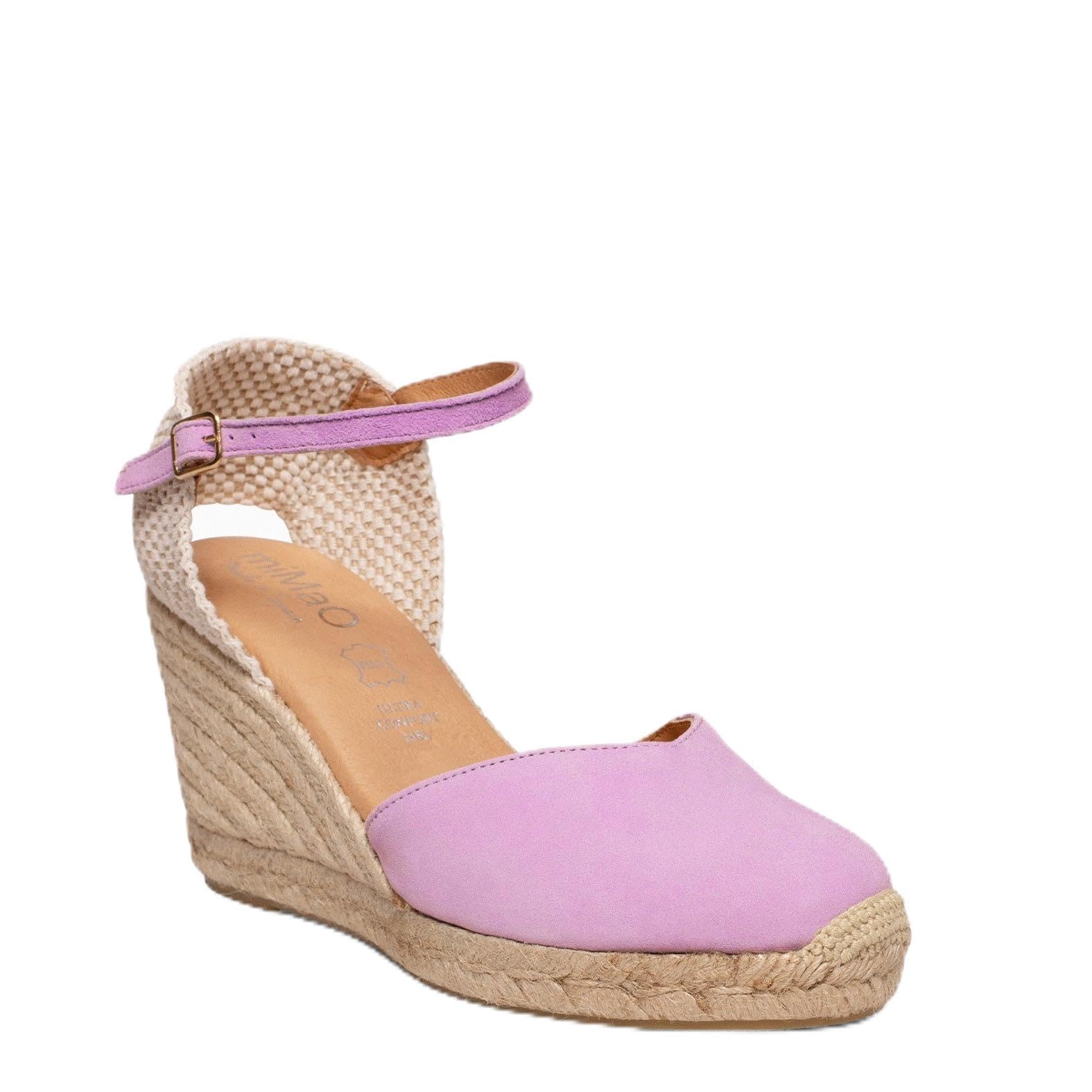 miMaO. Espadrilles à talon haut en cuir avec Technologie de Confort. Fabrication artisanale