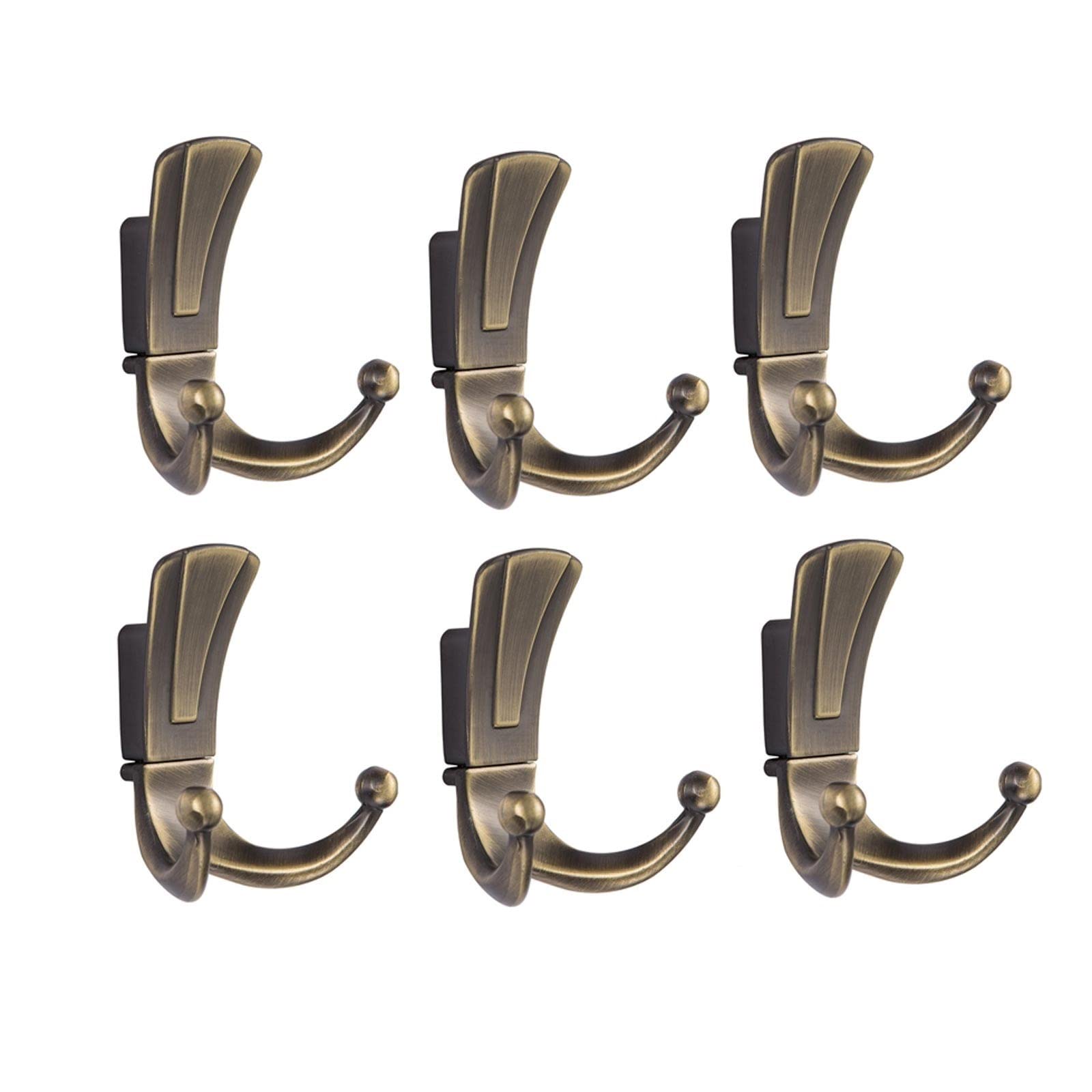 Ganchos de Armario Closet Hook Coat Rack Gancho Corredor Montado de pared Retro Abrigo de metal Hancho Hancho de aleación de zinc Material de la pared Hancho de pared Juego de 6 piezas Perchero de Par
