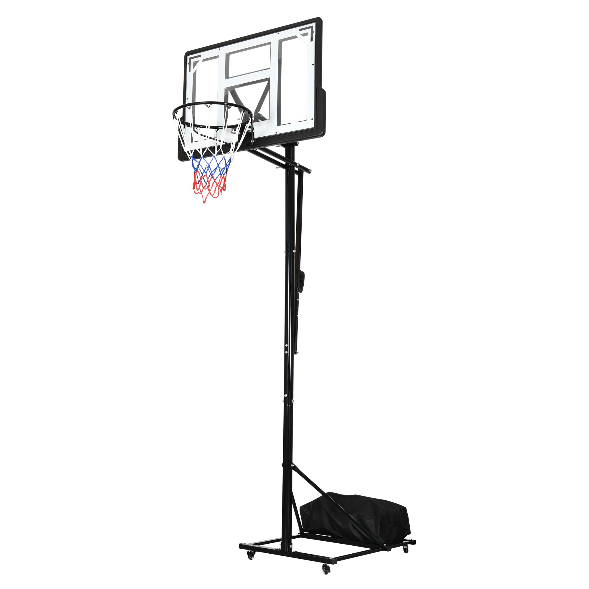 DWVO Basketball Hoop Outdoor 10 FT Adjustable, Portable Basketball Hoop & Goal with Iron Base, 4 Wheels for Movable, 4.5-10FT Easy Adjustable Height, 44in Shatterproof Backboard, 18in