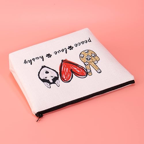 Miniatura 4 de JXGZSO Divertido perro husky regalo paz amor husky bolsa de cosméticos husky amante de perros regalo bolsa de maquillaje bolsa de cremallera para