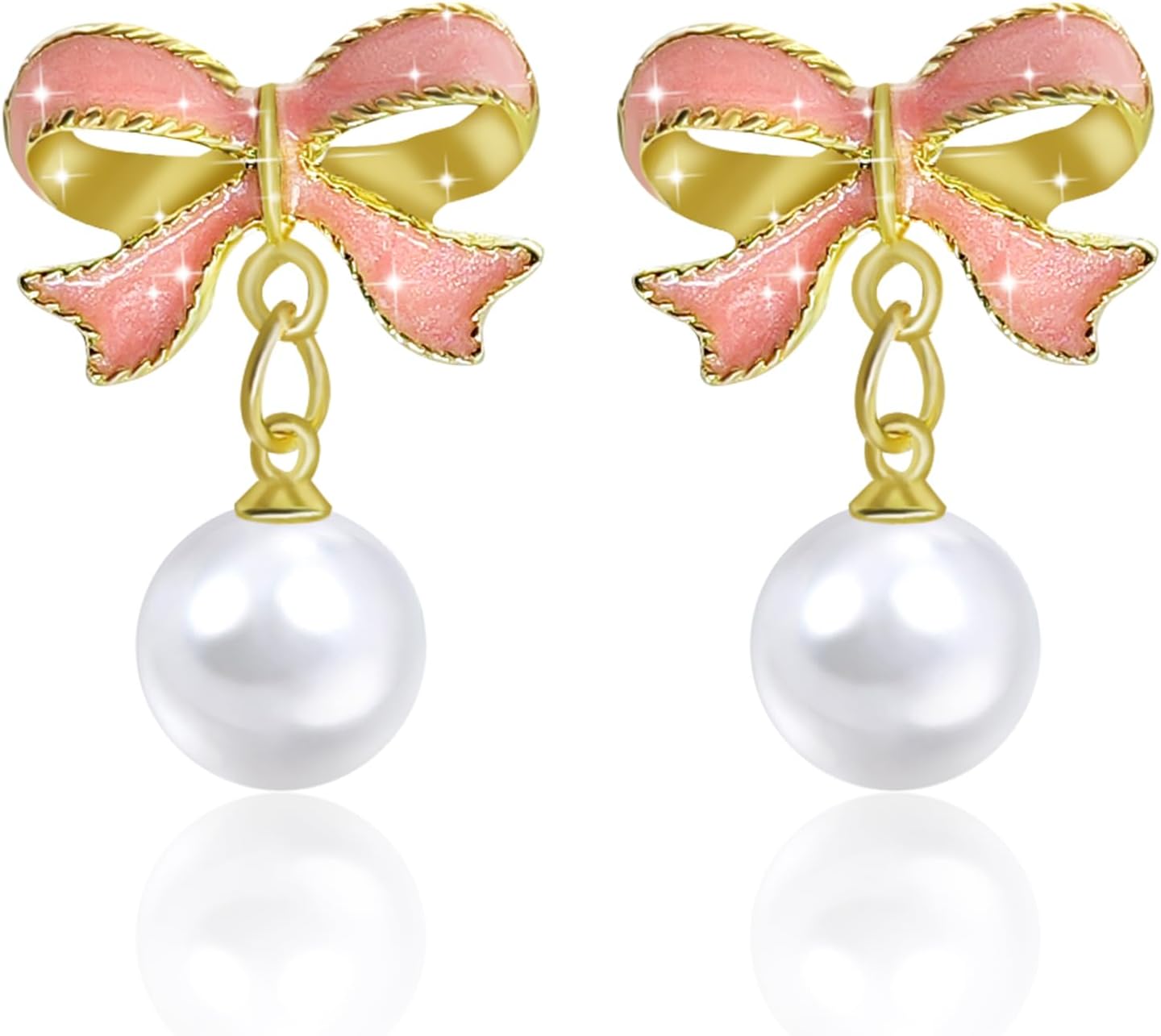 Pearl Bow Earrings for Women Rhinestone Bow Stud Earrings Gold Bow Earrings Christmas Bow Earrings