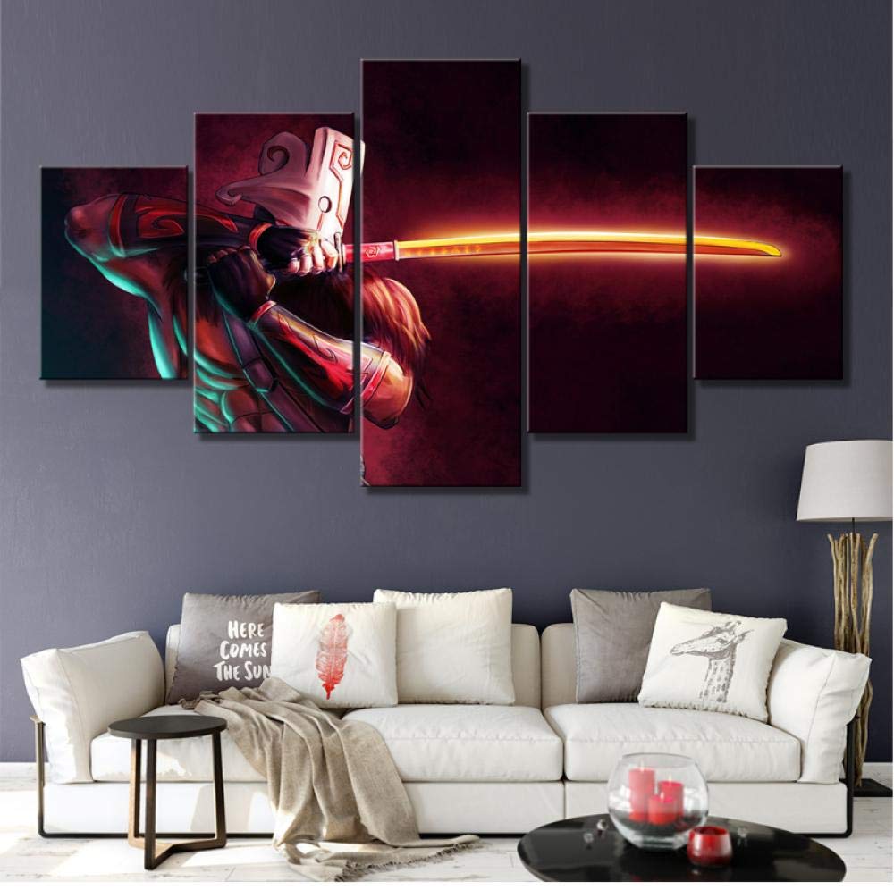 HTBYTXZ Modern canvas painting modular game poster 5 pieces 2 DotA sword saint wall art decoration boy room print pictures 30x40/60/80cm No Frame