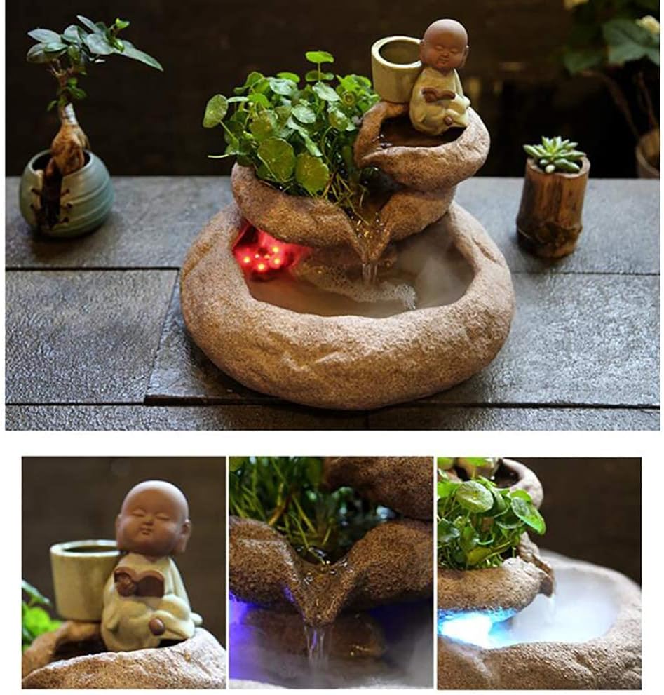 Decorative Water Sound Indoor Stone Fountain Table Top Water Zen Desktop Waterfall Fountain,B,Fountain Pump for waterexterior (B