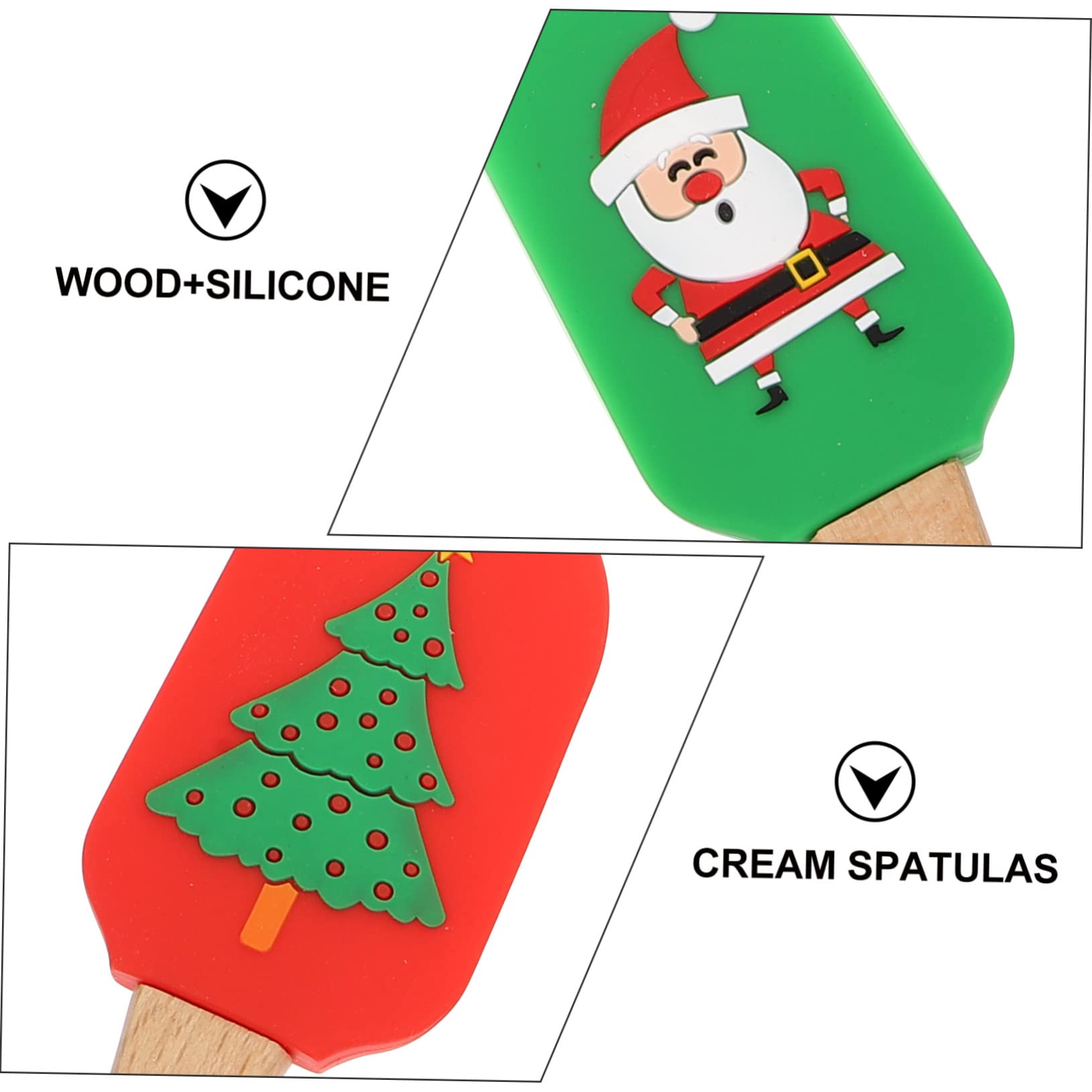 LIFKOME 4piezas Espátulas De Silicona Para Tartas y Masa Mango De Utensilios De Cocina Para Decoración y Mezcla Temporada Navideña